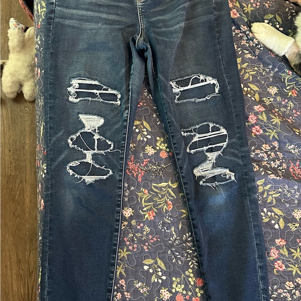 American Eagle Outfitters Dark Blue Curvy Hi-Rise Skinny Jeggings Size 8
